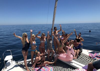 Birthday celebration on a boat in Benalmádena, with friends enjoying the sea and sun